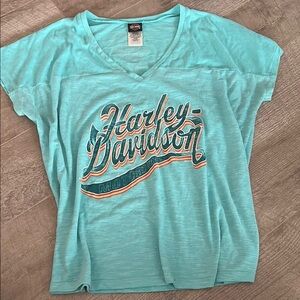 Harley-Davidson Women's Aqua V-Neck Top